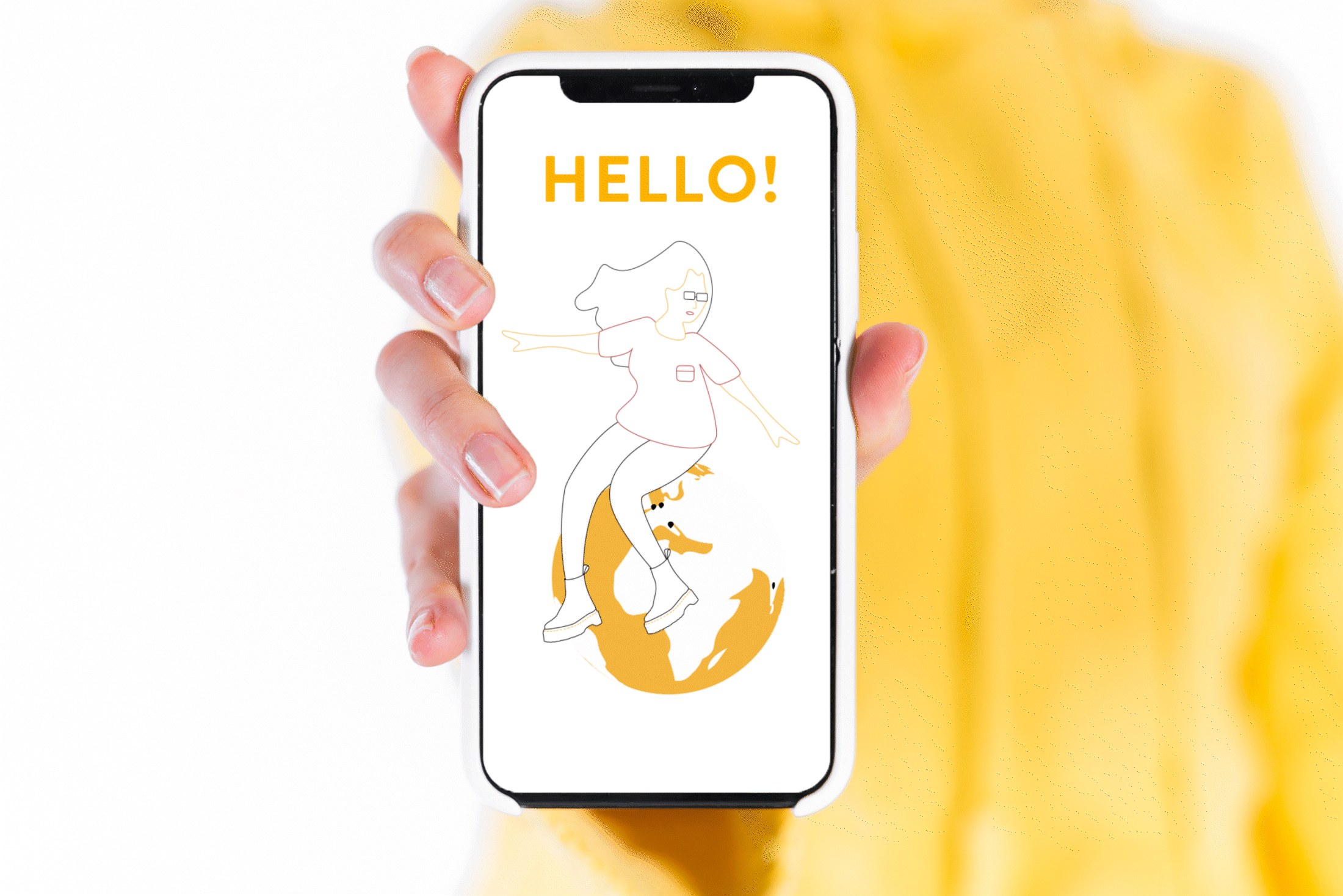 Image of Vidihika's sitting on a globe inside a phone screen